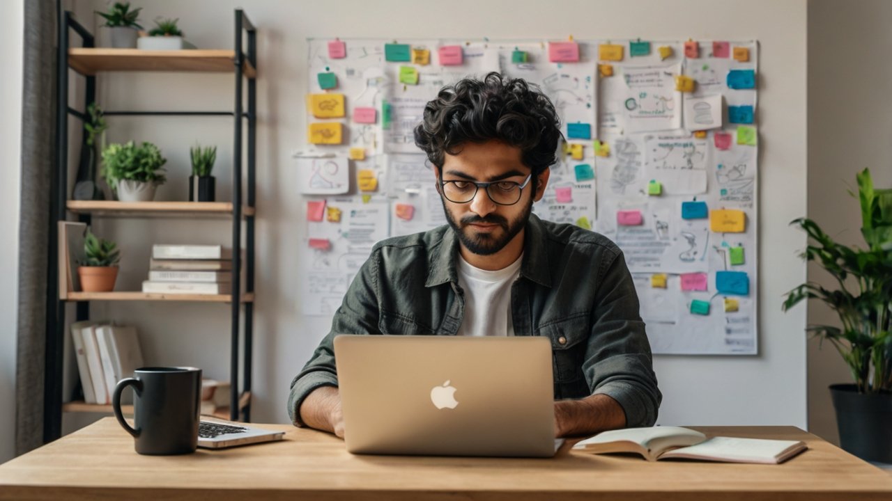Person using AI tools like ChatGPT, Notion AI, and Grammarly on a laptop to boost productivity in 2025