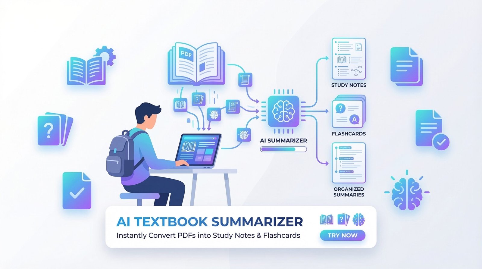 AI tools for summarizing textbooks converting textbook PDFs into notes and flashcards