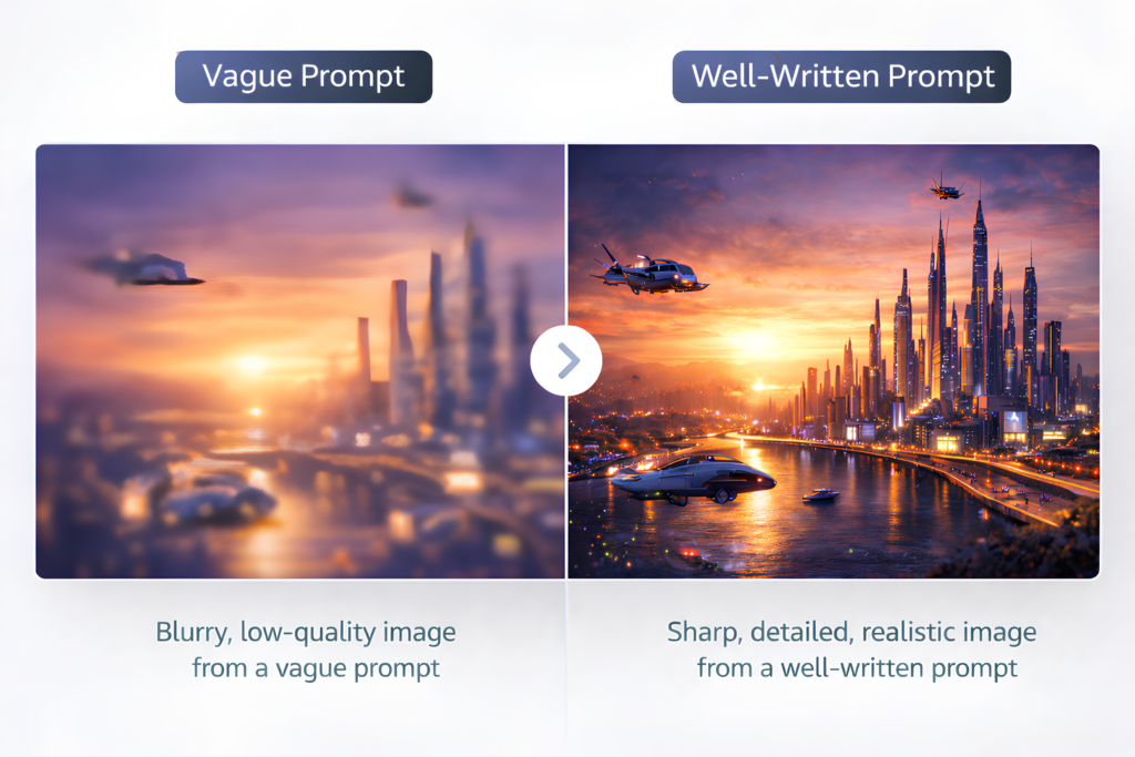 AI prompt example good vs bad comparison