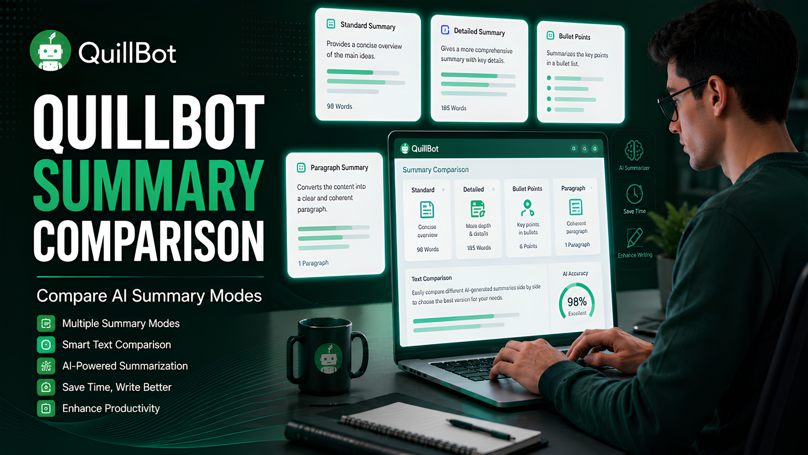 QuillBot AI summarizer tool for students